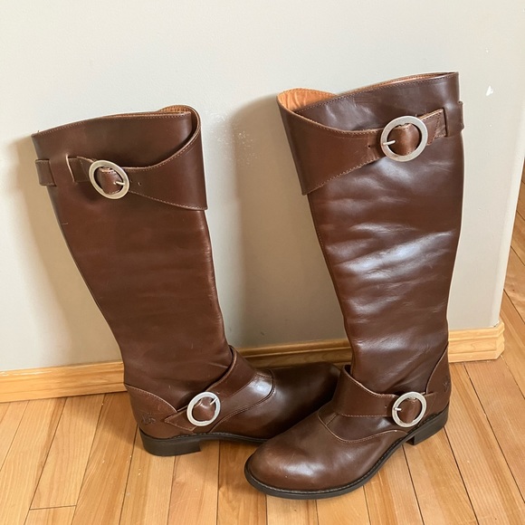 Tall brown Fluevog boots sz W9.5 - Picture 3 of 8